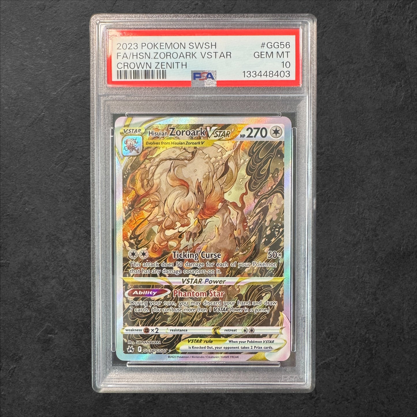 Hisuian Zoroark VSTAR | #GG56 | PSA 10 | Crown Zenith | English | 2023