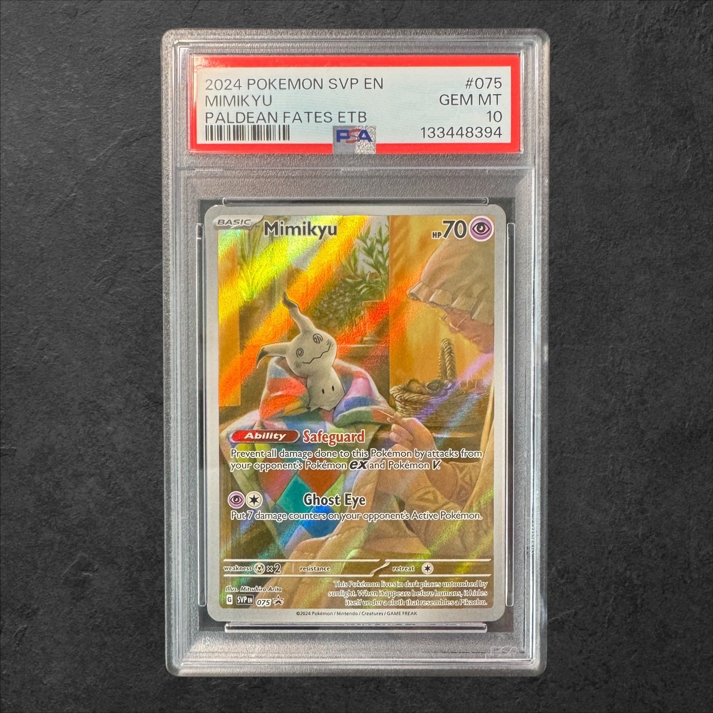 Mimikyu | #075 | PSA 10 | Paldean Fates ETB | English | 2024