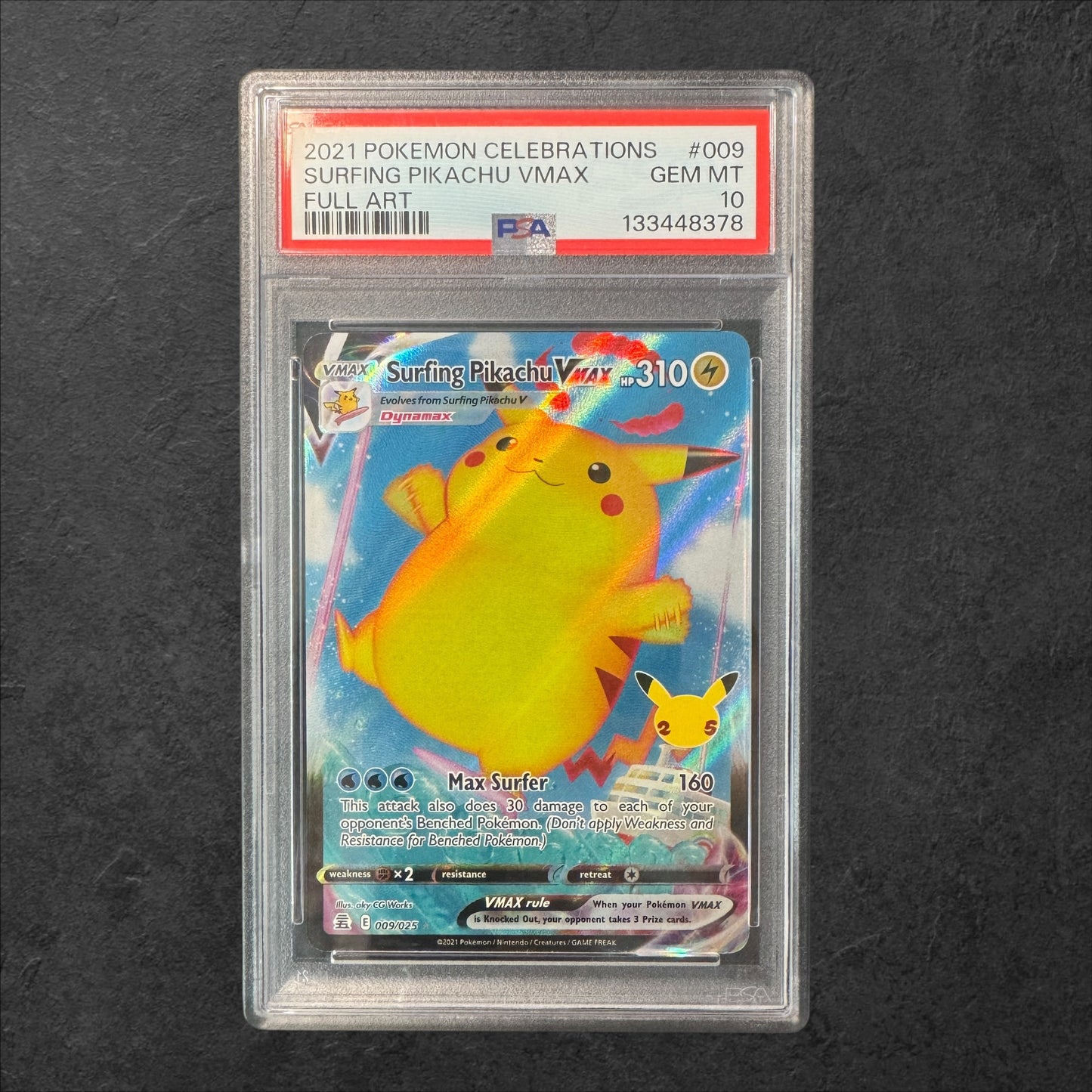 Surfing Pikachu VMAX | #009 | PSA 10 | Celebrations | English | 2021