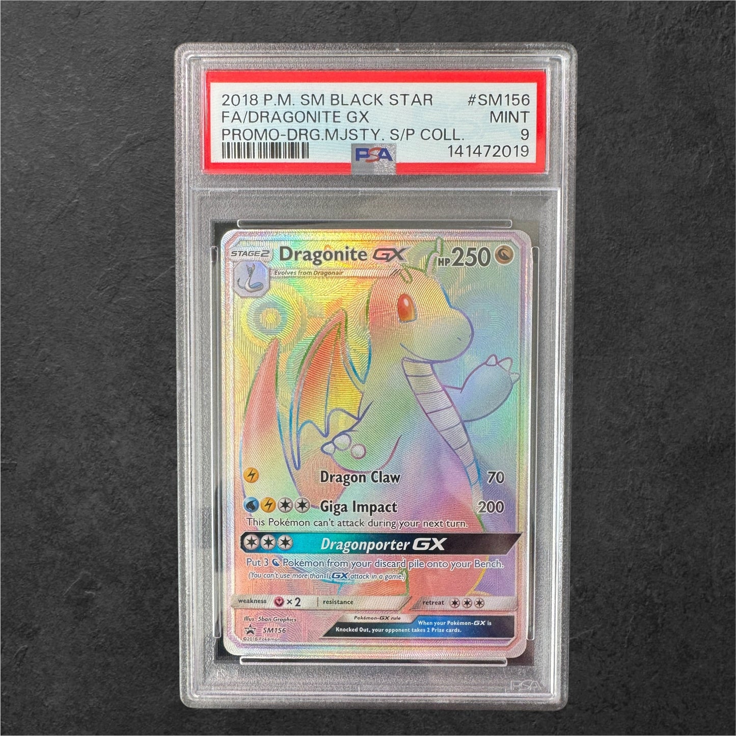 Dragonite GX | #SM156 | PSA 9 | Dragon Majesty Promo | English | 2018