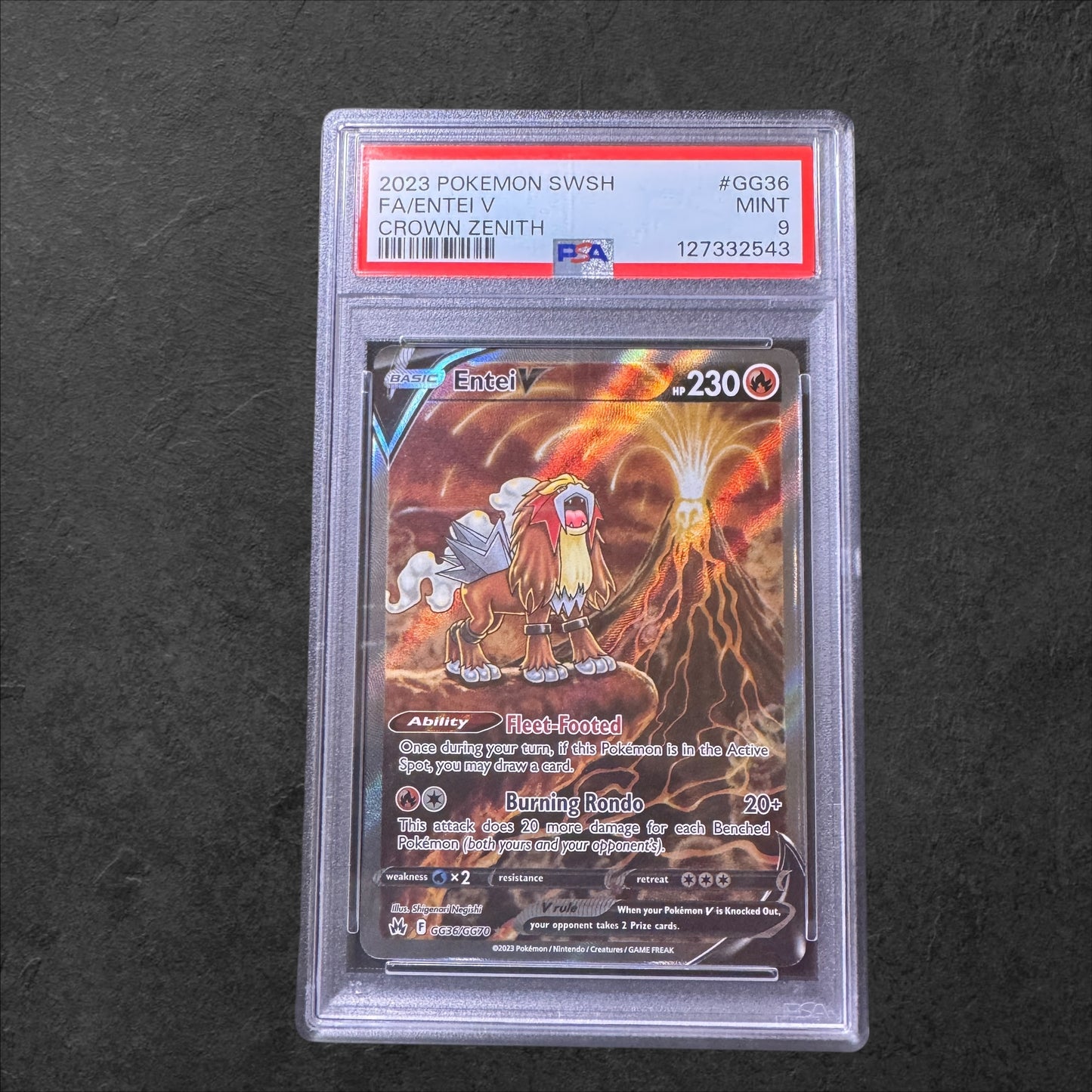 Entei V | #GG36 | PSA 9 | Crown Zenith | English | 2023