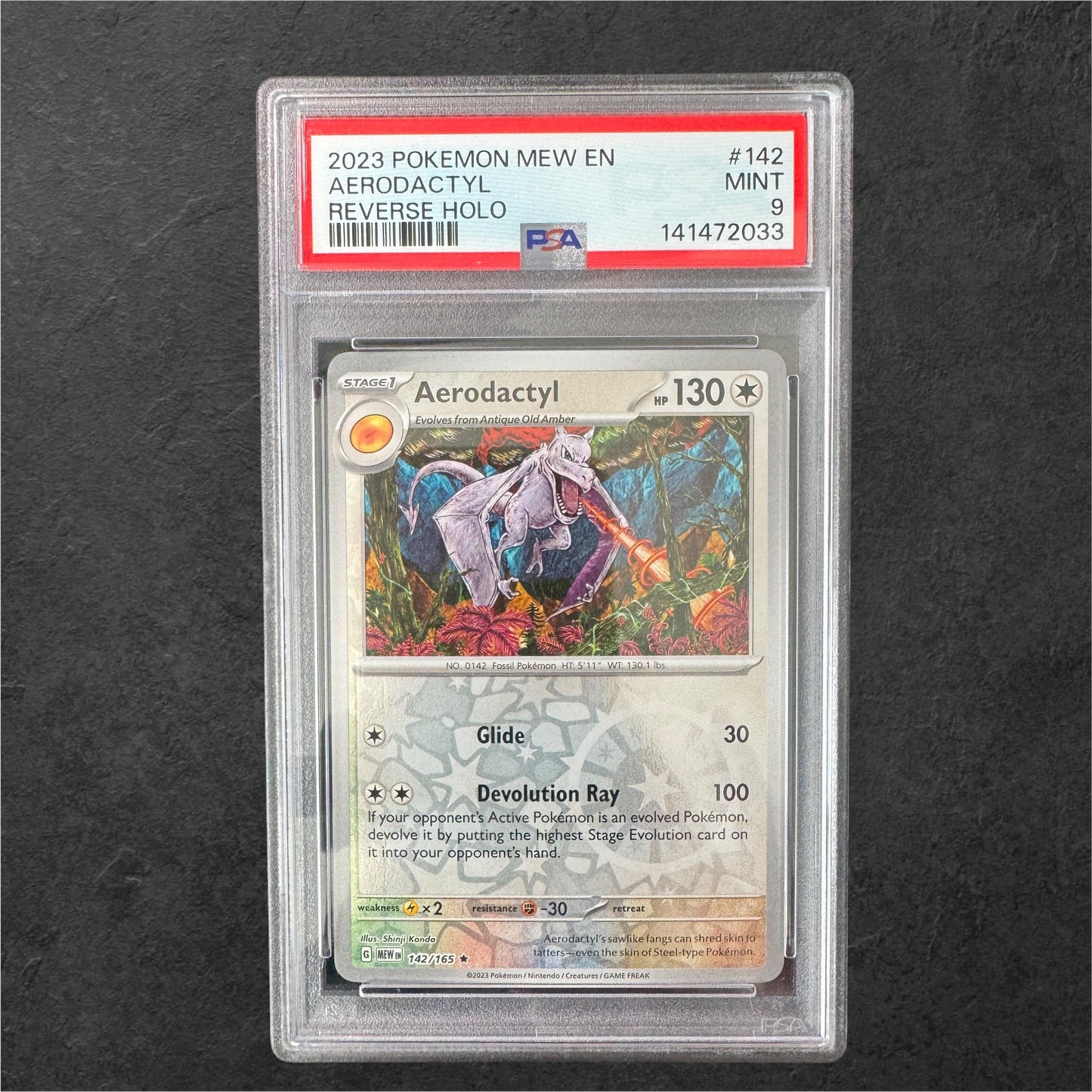 Aerodactly Reverse | #142 | PSA 9 | 151 | English | 2023