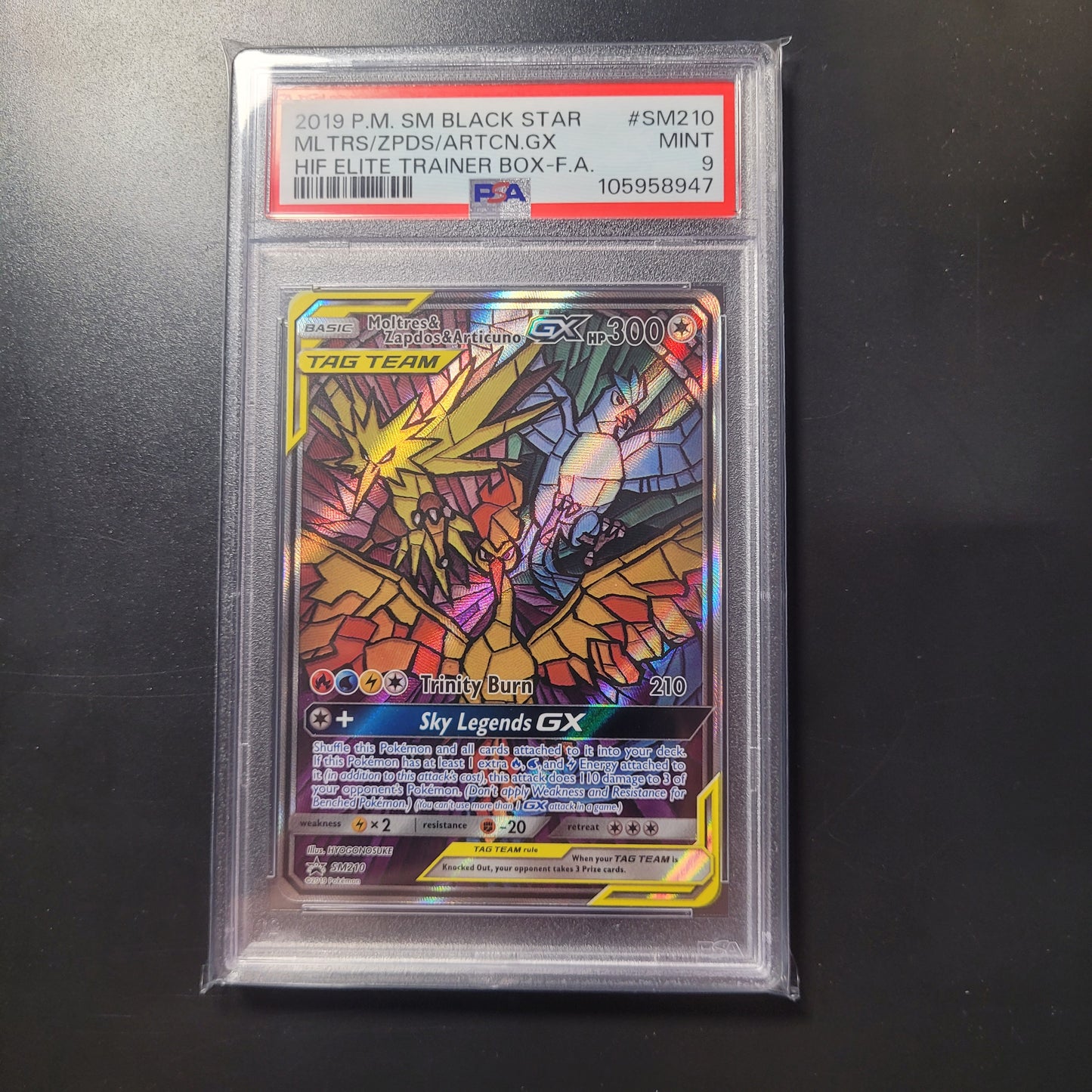 Moltres & Zapdos & Articuno GX | #SM210 | PSA 9 | Hidden Fates ETB | English | 2019