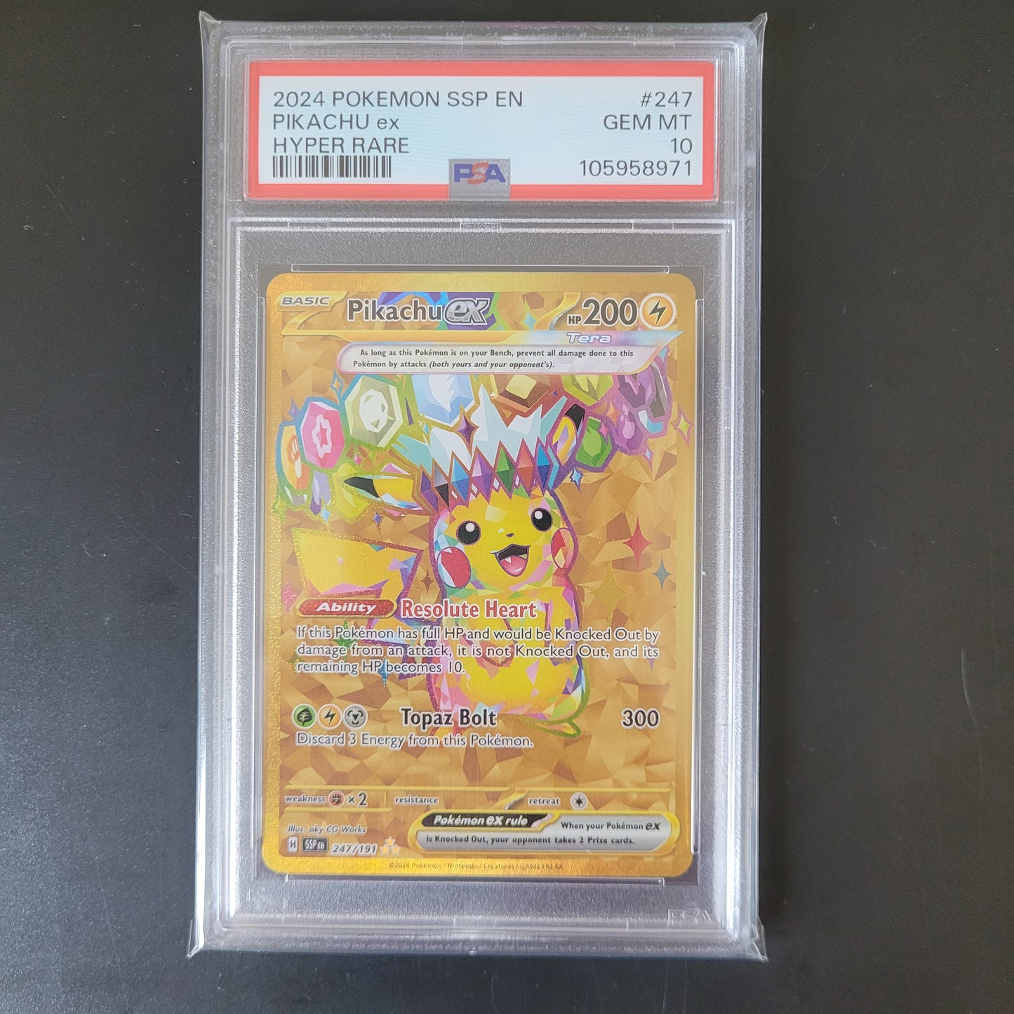 Pikachu ex | #247 | PSA 10 | Surging Sparks | English | 2024