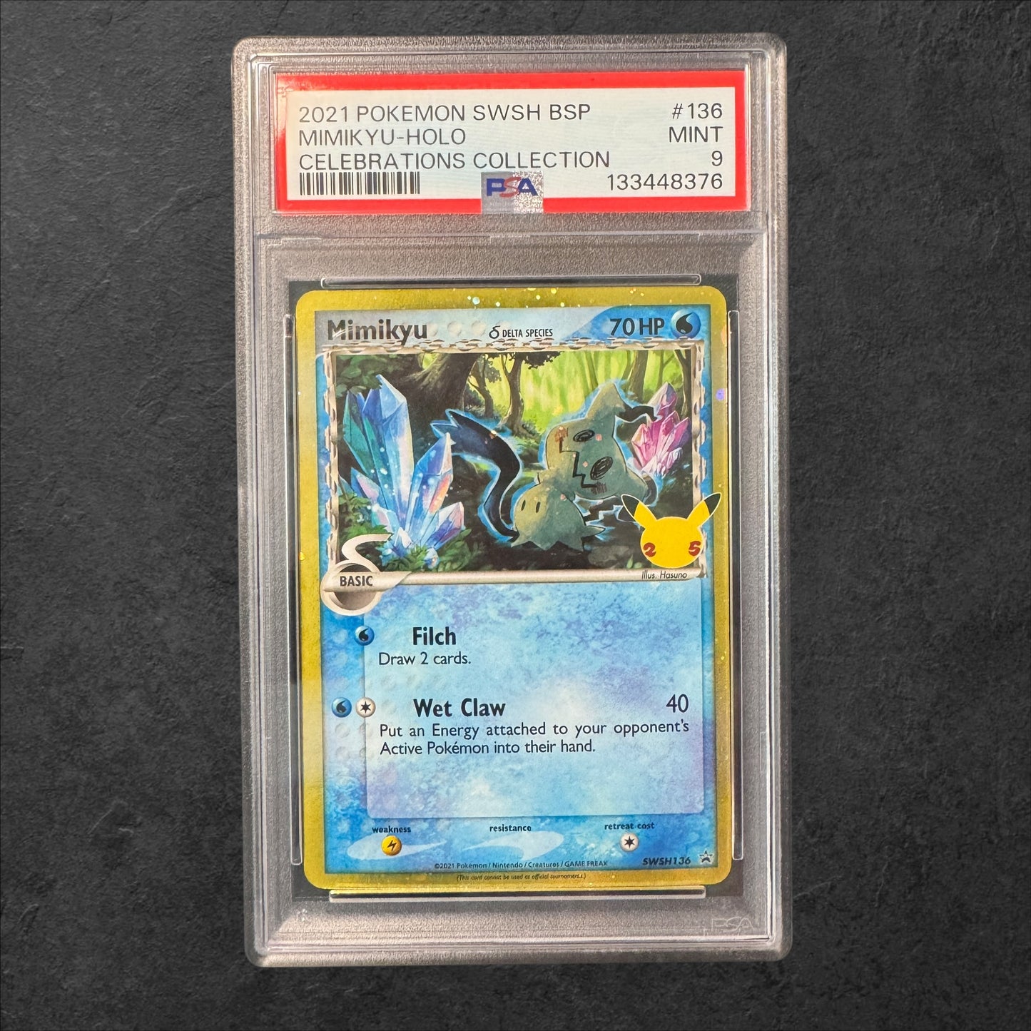 Mimikyu | #136 | PSA 9 | Celebrations Collectors Chest | English | 2021