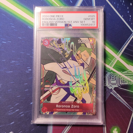 Roronoa Zoro | #OP01-025 | PSA 10 | 1st Anniversary Set | English