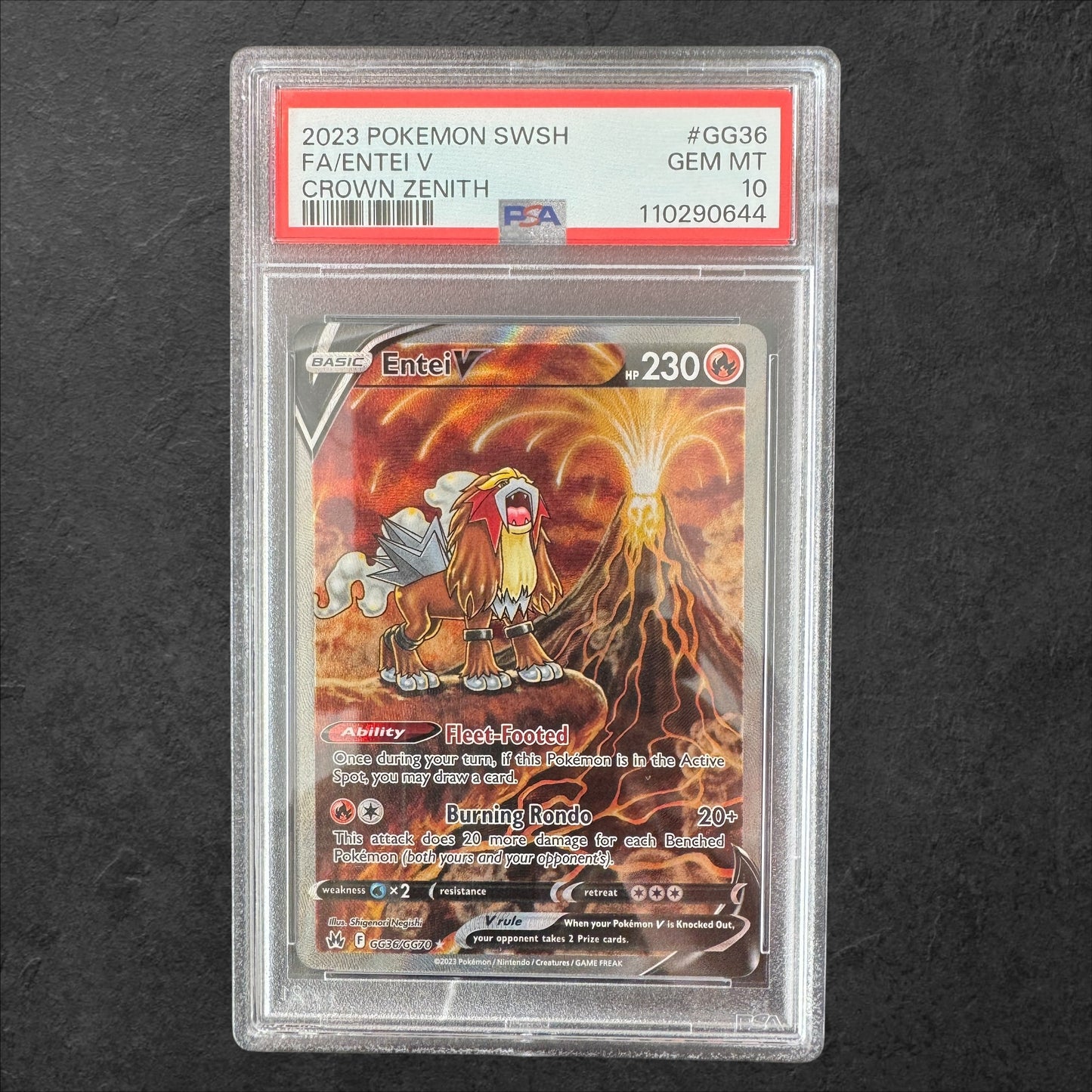 Entei V | #GG36 | PSA 10 | Crown Zenith | English | 2023
