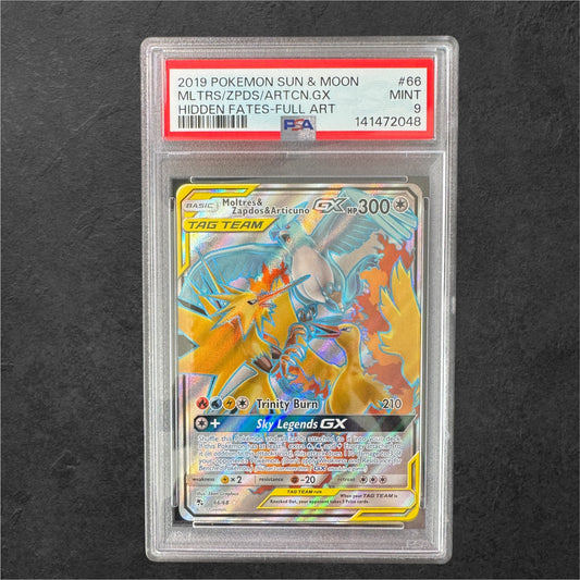 Moltres & Zapdos & Articuno GX | #66 | PSA 9 | Hidden Fates | English | 2019