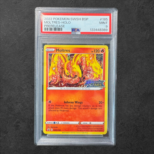 Moltres Prerelease Stamp | #185 | PSA 9 | Brilliant Stars | English | 2022