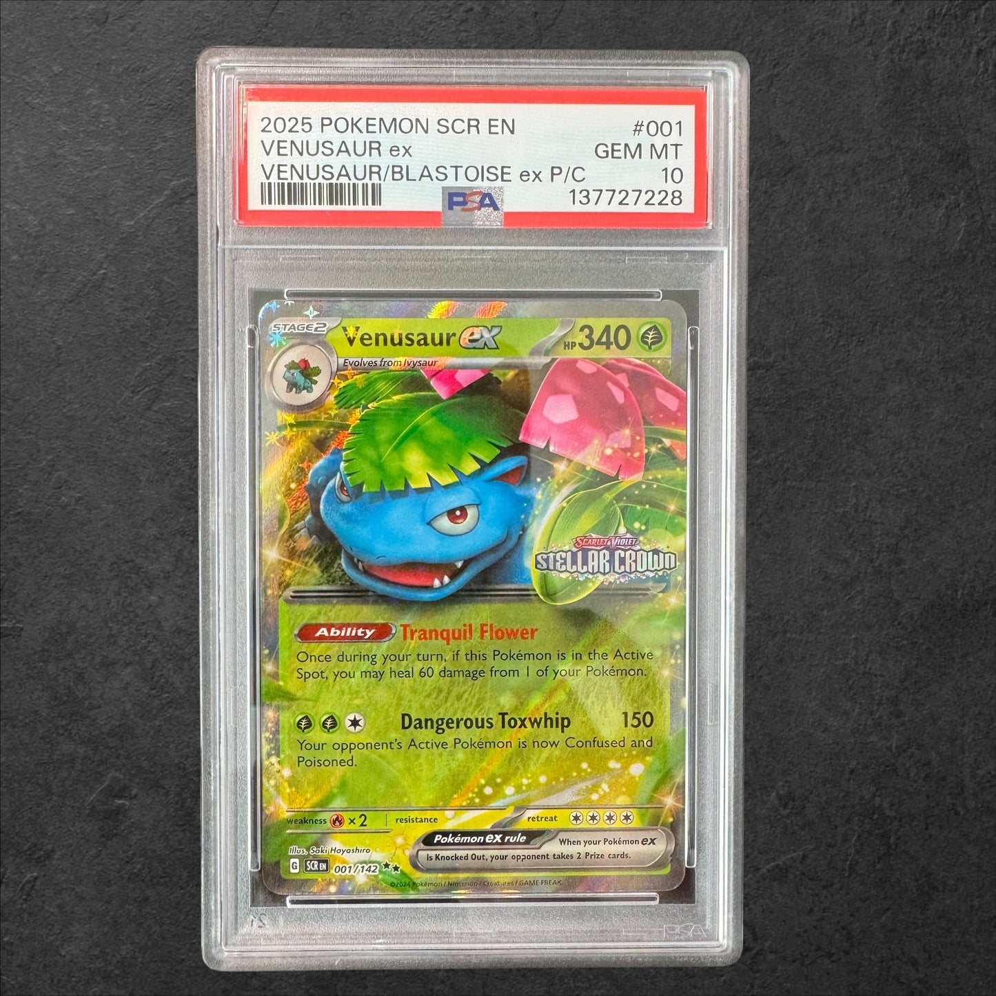 Venusaur ex Stamped | #001 | PSA 10 | Stellar Crown | English | 2024