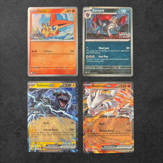 Stamped Promo Bundle - Victini, Zoroark, Zekrom ex & Reshiram ex | NM | Heavy Hitters Promos | English | 2025