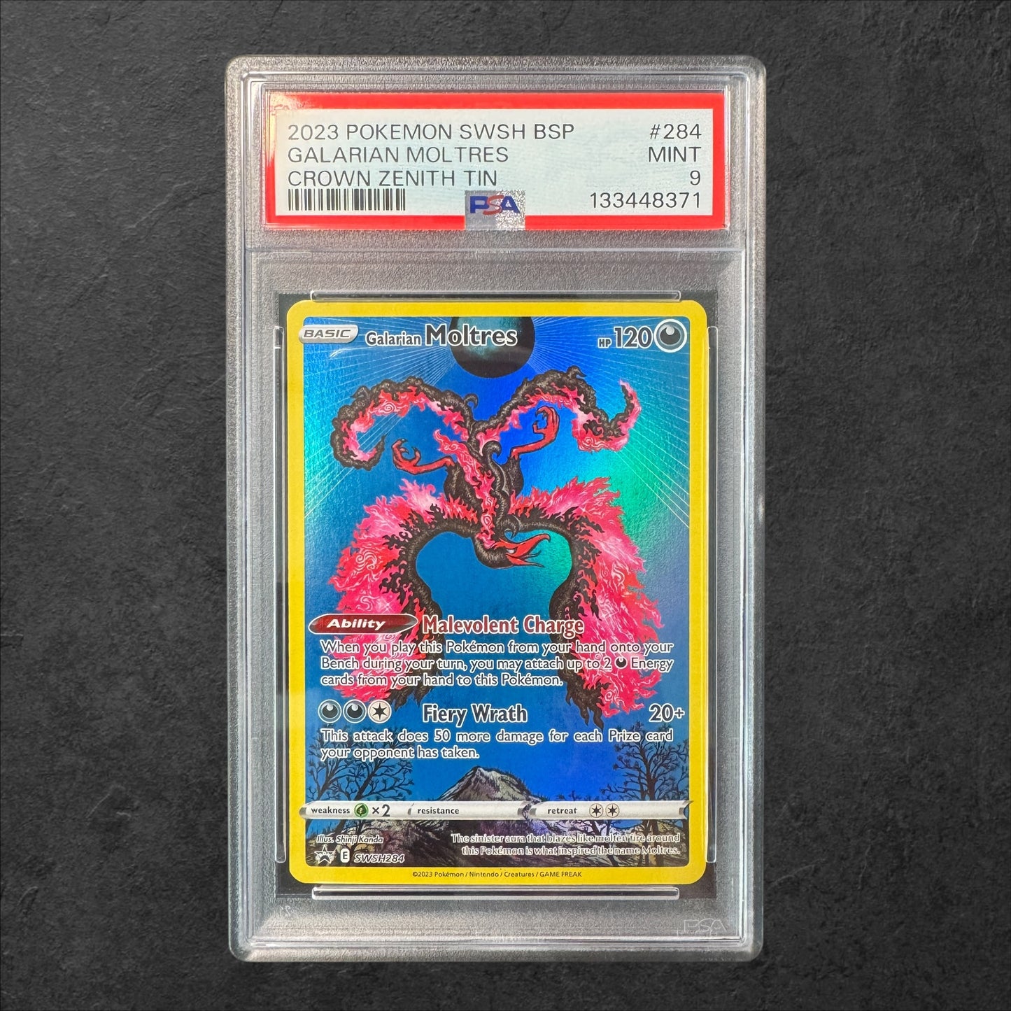 Galarian Moltres | #284 | PSA 9 | Crown Zenith Tins | English | 2023