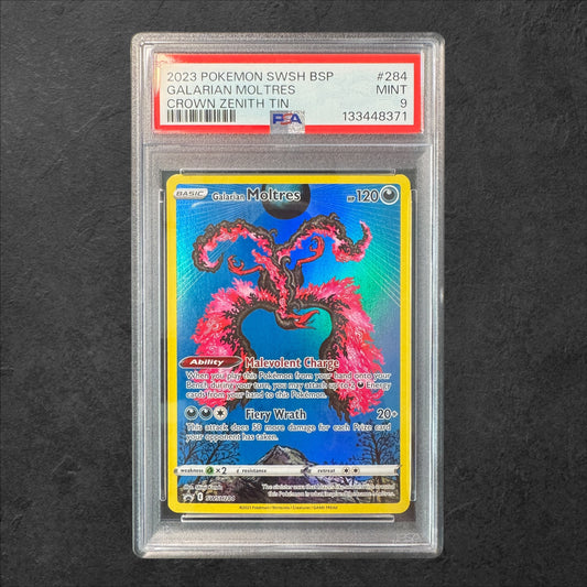 Galarian Moltres | #284 | PSA 9 | Crown Zenith Tins | English | 2023
