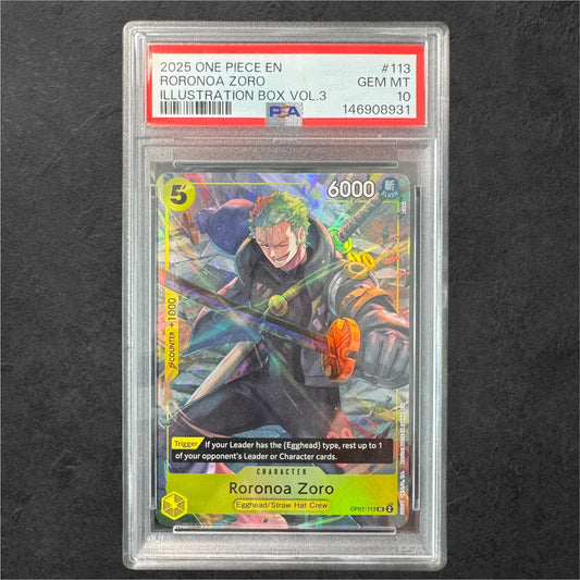 Roronoa Zoro | #OP07-113 | PSA 10 | IB03 Illustration Box | English