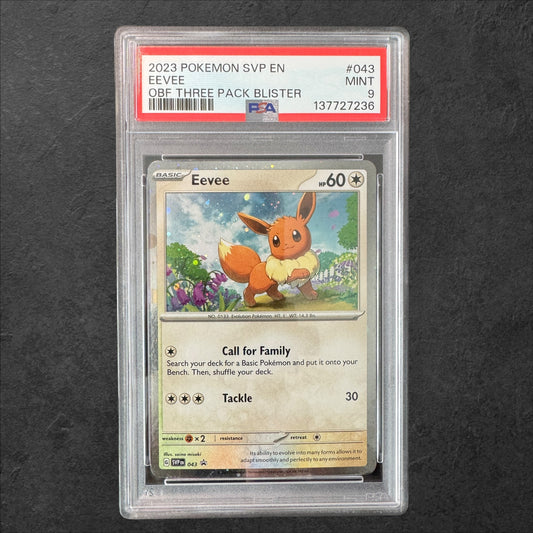 Eevee | #043 | PSA 9 | Obsidian Flames Triple Blister | English | 2023