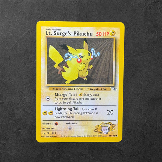 Lt. Surges Pikachu| #81 | LP | Gym Heroes | English | 2000
