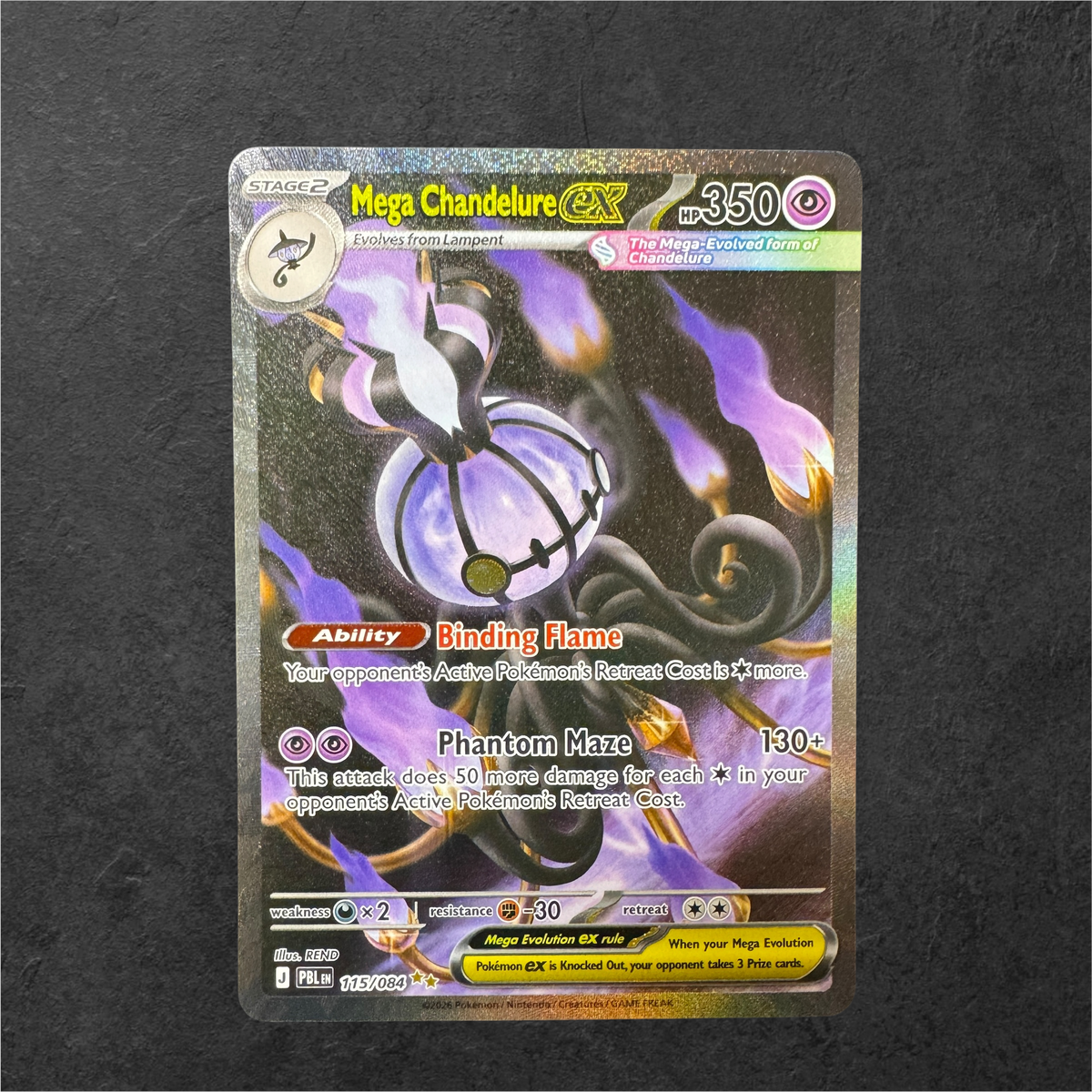 Mega Chandelure ex | #115 | NM | Pitch Black | English | 2026