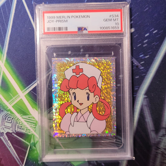 Nurse Joy | #S34 | PSA 10 | Merlin Series 1 Stickers | English | 1999